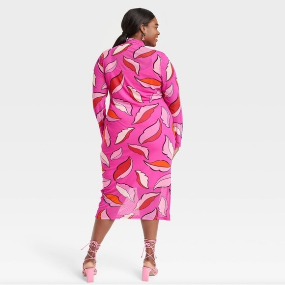 Vibrant Pink Patterned Women's Dress - Picture 5 of 7